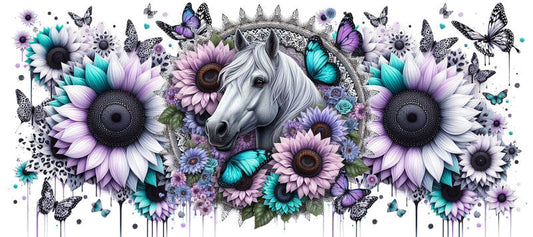 Unicorn Animal Floral UV DTF Transfer for 16oz Libbey