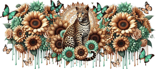 Leopard Sunflower Animal Cup Wrap for 16oz Libbey