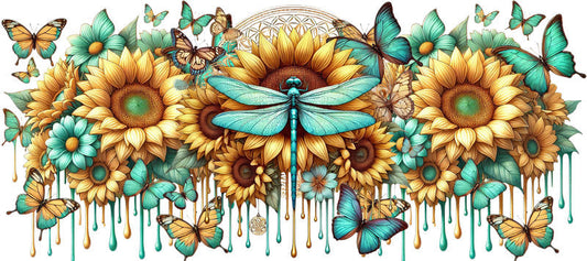 Dragonfly Floral Tumbler Wrap for 16oz Libbey