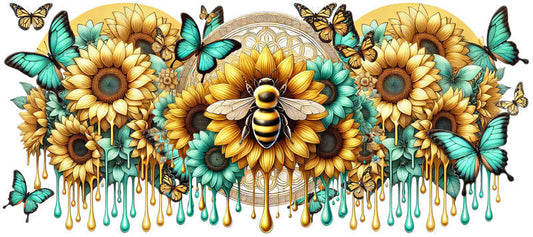 Bee Sunflower Animal UV DTF Transfer for 16oz Libbey