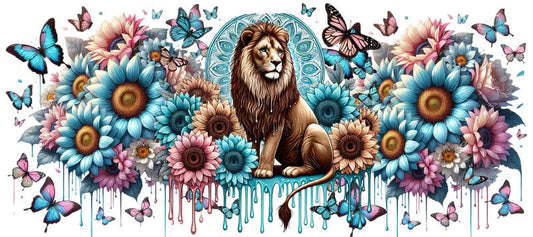 Lion Sunflower Animal Cup Decal for 16oz Libbey