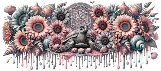 Seal Animal Floral UV DTF Transfer for 16oz Libbey