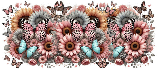 Butterfly Animal Floral Cup Wrap for 16oz Libbey
