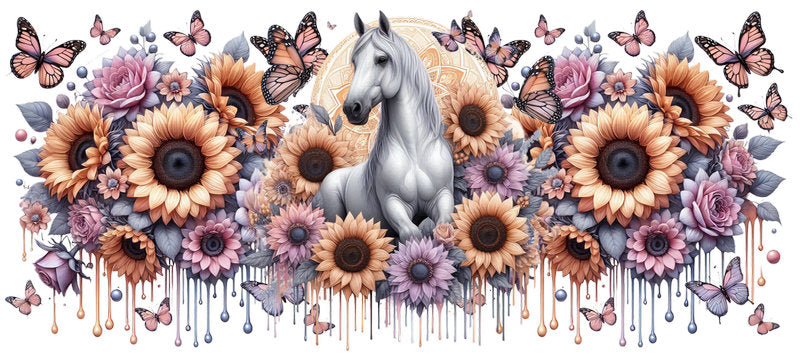 Unicorn Animal Floral Cup Wrap for 16oz Libbey