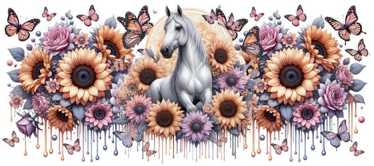 Unicorn Animal Floral Cup Wrap for 16oz Libbey