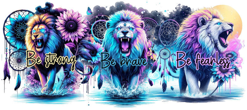 Lion Inspirational Animal UV DTF Transfer for 16oz Libbey