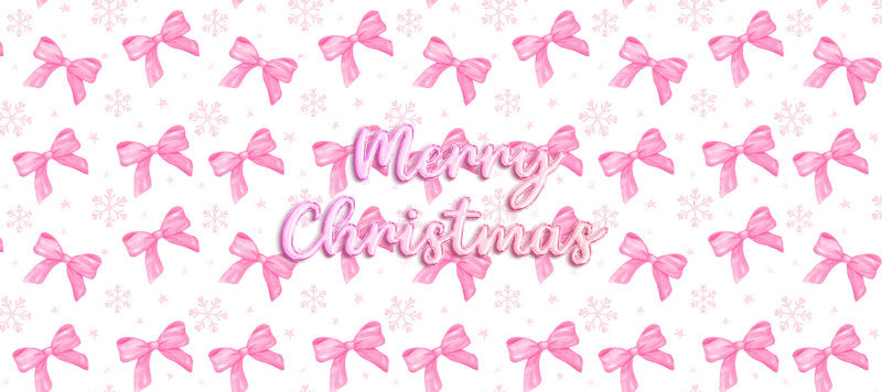 Pink bow snowflake Christmas UV DTF cup wrap design for 16oz Libbey KA-14230