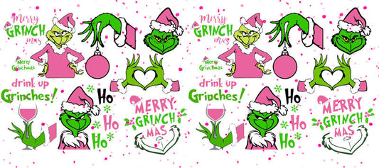 Pink gingerbread Christmas holiday UV DTF cup wrap design for 16oz Libbey KA-14245