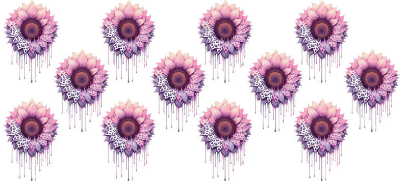 Pink sunflower leopard UV DTF cup wrap design for 16oz Libbey KA-14248