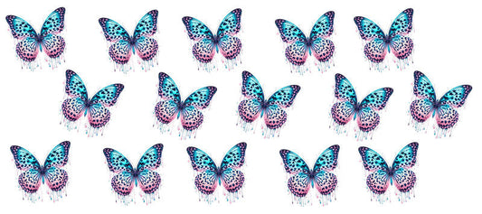 Blue and pink butterfly pattern with colorful wings and cute nature design