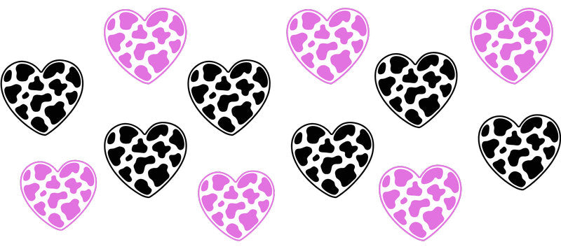 Pink cow print heart pattern with cute western farmhouse style