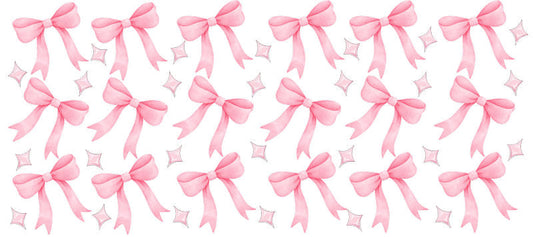 Pink ribbon bow sparkle pattern with cute girly aesthetic