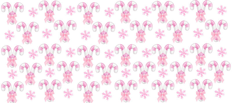 Pink candy cane snowflake winter holiday pattern