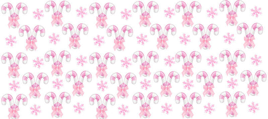 Pink candy cane snowflake winter holiday pattern