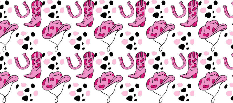 Pink cowboy boots and western hat country style pattern