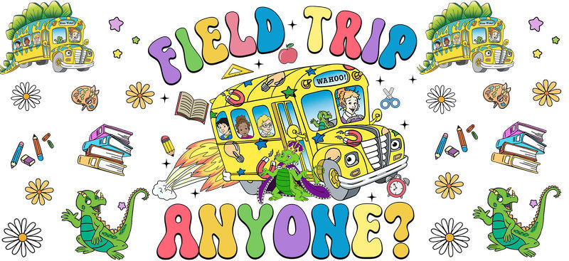 School Bus UV DTF Cup Wrap for 16oz Libbey KA-14533