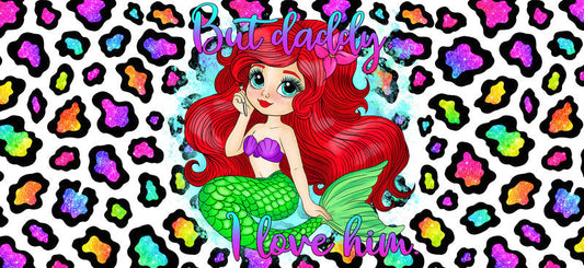 Red Hair Mermaid Rainbow Leopard Print UV DTF Cup Wrap for 16oz Libbey Glass KA-14659