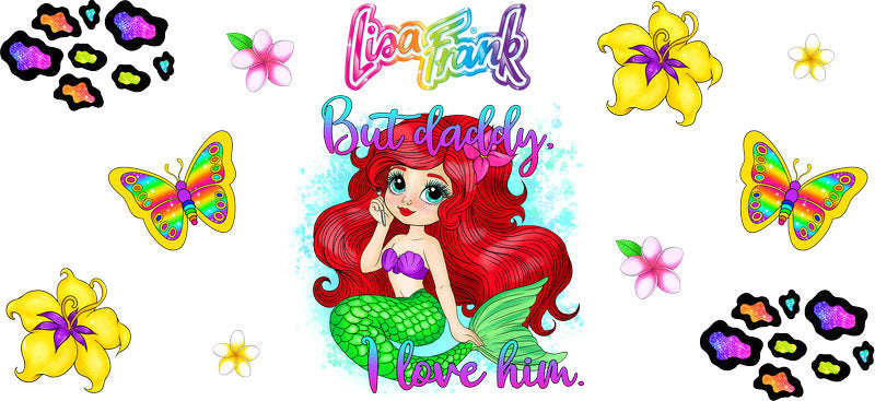 Red Hair Mermaid Tropical Rainbow UV DTF Cup Wrap for 16oz Libbey Glass KA-14668