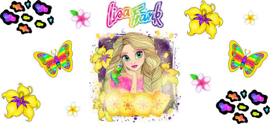 Blonde Princess Tropical Floral UV DTF Cup Wrap for 16oz Libbey Glass KA-14670