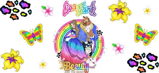 Princess and Beast Tropical Rainbow UV DTF Cup Wrap for 16oz Libbey Glass KA-14671