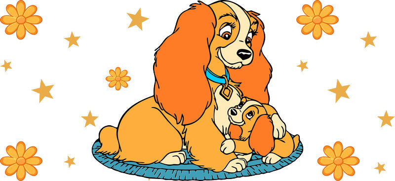 Cute Cocker Spaniel Dog Friends UV DTF Cup Wrap for 16oz Libbey Glass KA-14729