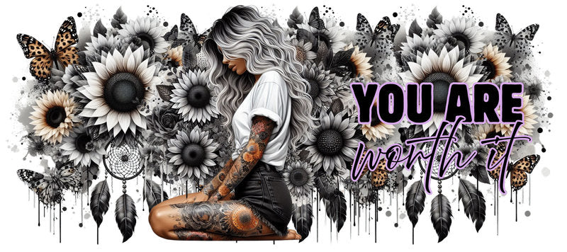 Tattoo Badass Girl UV DTF Cup Wrap for 16oz Libbey KA-14849