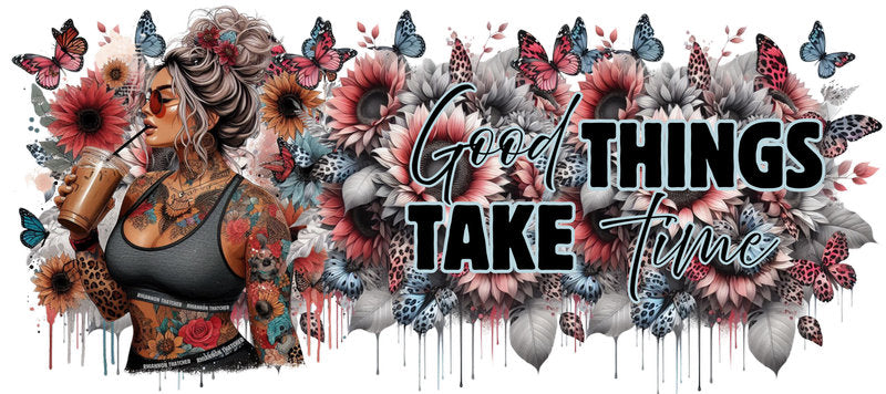 Tattoo Badass Girl UV DTF Cup Wrap for 16oz Libbey KA-14851