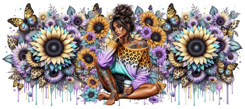 Tattoo Badass Girl UV DTF Cup Wrap for 16oz Libbey KA-14858