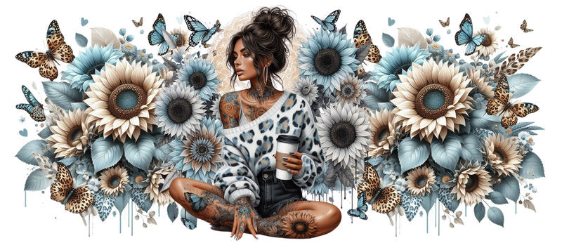 Tattoo Badass Girl UV DTF Cup Wrap for 16oz Libbey KA-14861