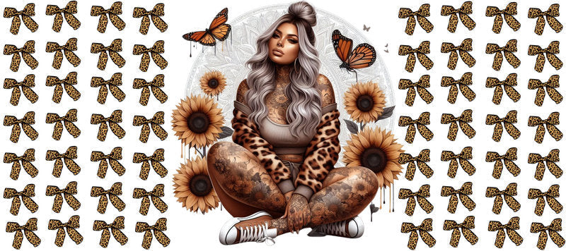 Tattoo Badass Girl UV DTF Cup Wrap for 16oz Libbey KA-14862