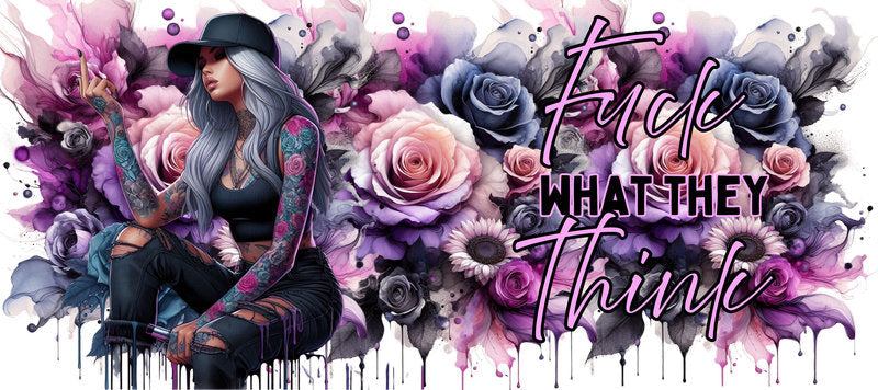Tattoo Badass Girl UV DTF Cup Wrap for 16oz Libbey KA-14884