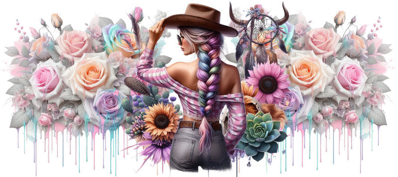 Tattoo Badass Girl UV DTF Cup Wrap for 16oz Libbey KA-14887