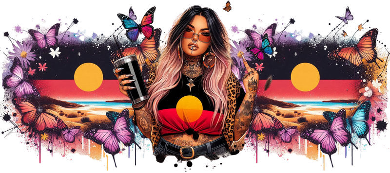 Tattoo Badass Girl UV DTF Cup Wrap for 16oz Libbey KA-14903