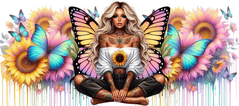 Tattoo Badass Girl UV DTF Cup Wrap for 16oz Libbey KA-14908