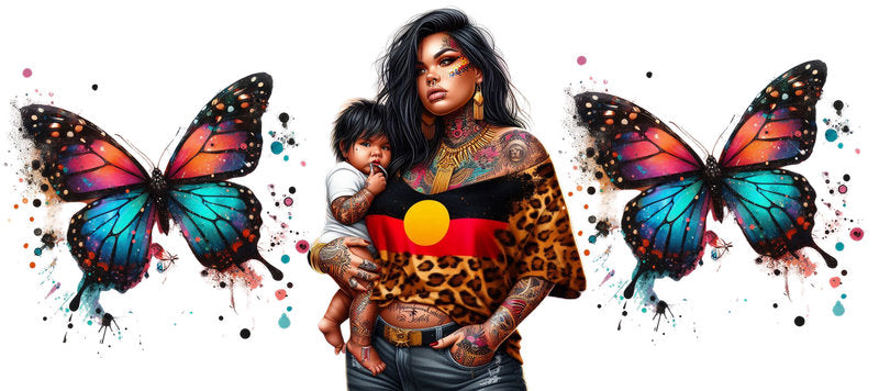 Tattoo Badass Girl UV DTF Cup Wrap for 16oz Libbey KA-14914