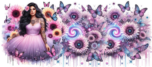 Tattoo Badass Girl UV DTF Cup Wrap for 16oz Libbey KA-14926