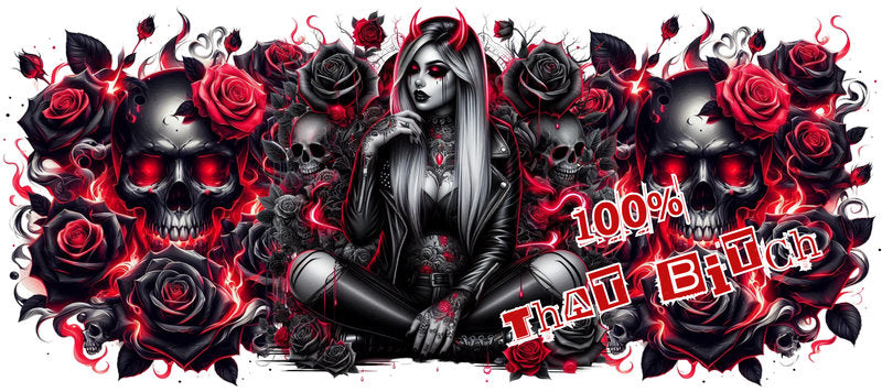 Tattoo Badass Girl UV DTF Cup Wrap for 16oz Libbey KA-14929
