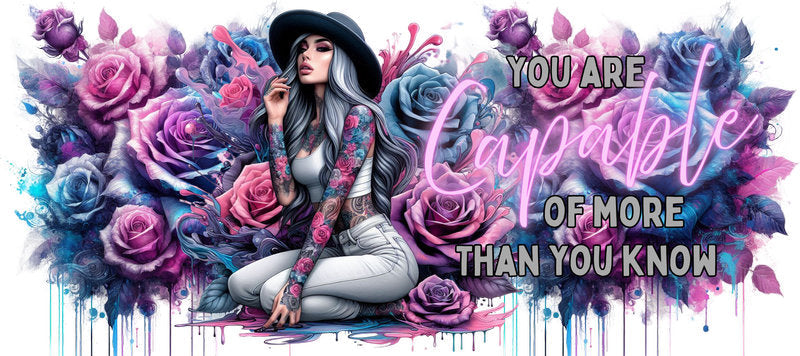 Tattoo Badass Girl UV DTF Cup Wrap for 16oz Libbey KA-14940