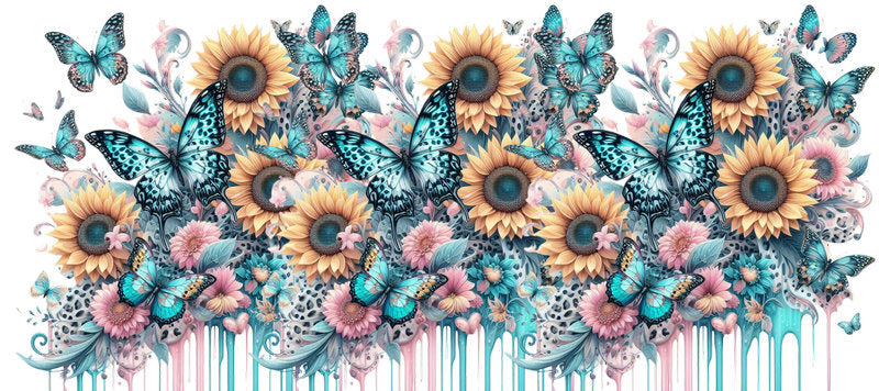 Floral Butterfly UV DTF Cup Wrap for 16oz Libbey KA-14961