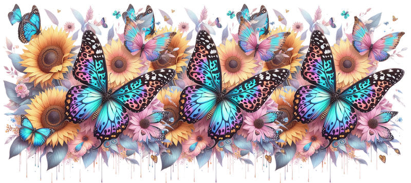 Floral Butterfly UV DTF Cup Wrap for 16oz Libbey KA-14963