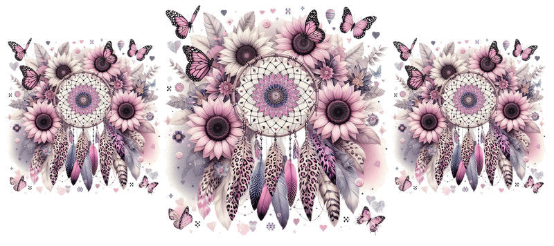 Floral Butterfly Dream Catcher UV DTF Cup Wrap for 16oz Libbey KA-14971