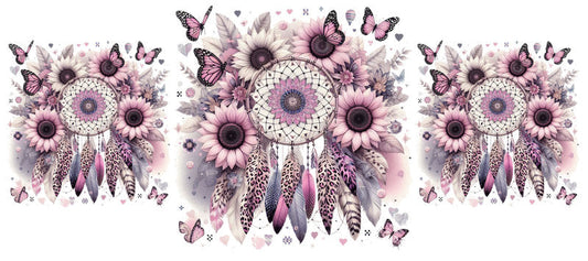 Floral Butterfly Dream Catcher UV DTF Cup Wrap for 16oz Libbey KA-14971