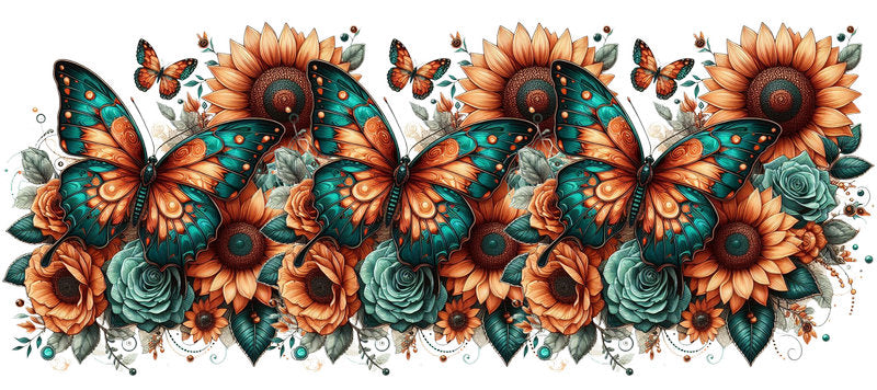 Floral Butterfly UV DTF Cup Wrap for 16oz Libbey KA-14987