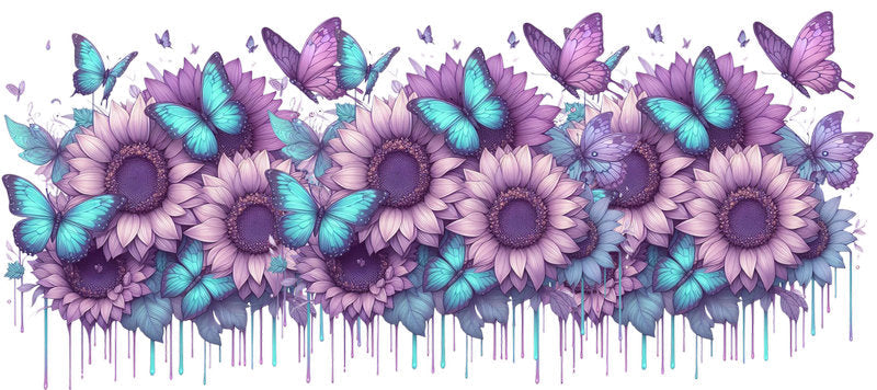 Floral Butterfly UV DTF Cup Wrap for 16oz Libbey KA-15003