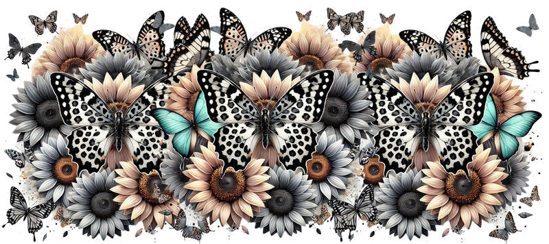 Floral Butterfly UV DTF Cup Wrap for 16oz Libbey KA-15024