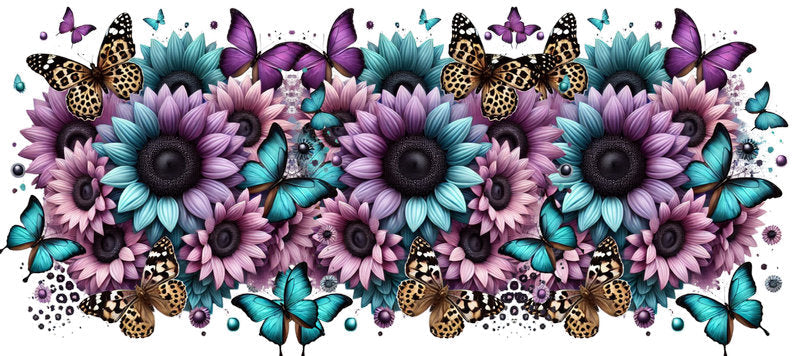Floral Butterfly UV DTF Cup Wrap for 16oz Libbey KA-15025