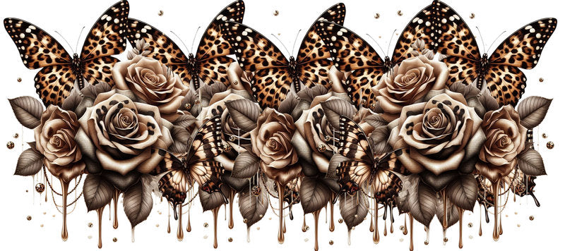 Floral Butterfly UV DTF Cup Wrap for 16oz Libbey KA-15039
