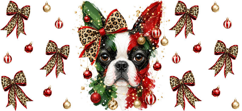 Christmas Dog UV DTF Cup Wrap for 16oz Libbey KA-15057