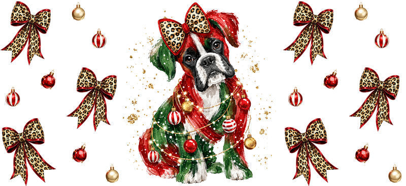 Christmas Dog UV DTF Cup Wrap for 16oz Libbey KA-15059