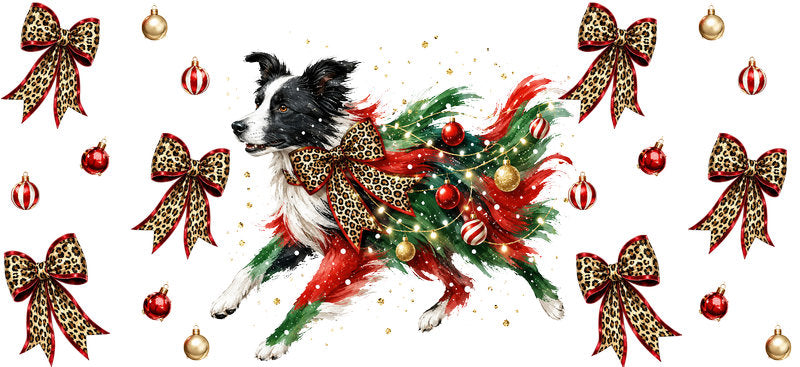 Christmas Dog UV DTF Cup Wrap for 16oz Libbey KA-15062